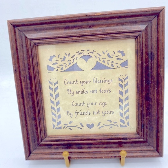 “Scherenschnitte” Or Scissor Cuts On Paper Of “Count Your Blessings” Framed Art - Picture 1 of 6